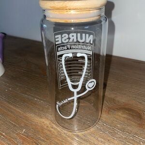 Nurse Glass Water Bottle with Bamboo Lid